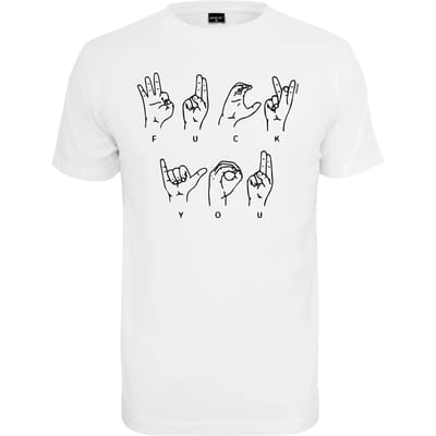Mister Tee - FU Sign Language Heren T-shirt - M - Wit
