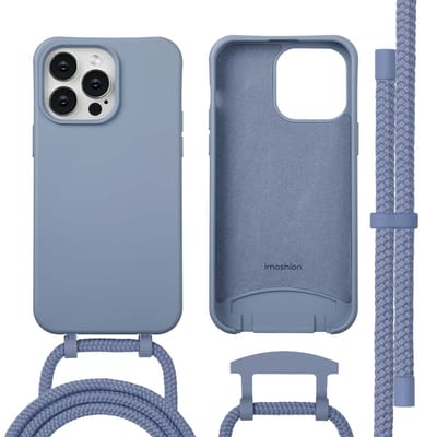 imoshion Hoesje - Geschikt voor iPhone 14 Pro Max - Color Backcover met afneembaar koord geschikt voor MagSafe - Ash Blue