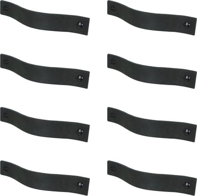 8x Leren handgrepen 'platte greep' - maat S (15,8 x 2,5 cm) - VINTAGE BLACK - incl. 3 kleuren schroefjes (handgreepjes - leren grepen - greepjes - leren lusjes)