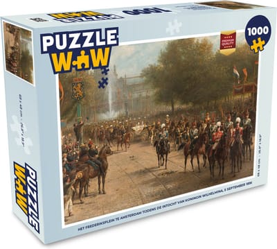 Puzzel Het Frederiksplein te Amsterdam tijdens de intocht van koningin Wilhelmina, 5 september 1898 - Legpuzzel - Puzzel 1000 stukjes volwassenen