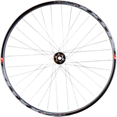 Voorwiel van de fiets velg naaf schijf 6 gaten as doorlopende Velox Klixx Tubeless ready