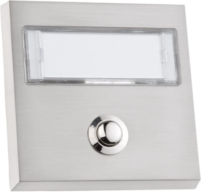 HUBER belplaat, 1-voudig opbouw, rechthoekig, echt metaal, met naamplaatje van roestvrij staal 6. Großes Polycarbonat Namensschild mit Led Beleuchtung