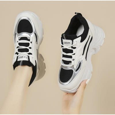 Binnenhoogteverhoging en Voeten Show Little Dad Schoenen Damesschoenen Zomer Nieuwe Muffinzool Mesh Casual Platform Sportschoenen 40 zwart