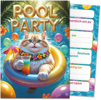 12 Set Verjaardagsuitnodigingen Zwembad Feest Kinderen Voor Meisjes & Jongens