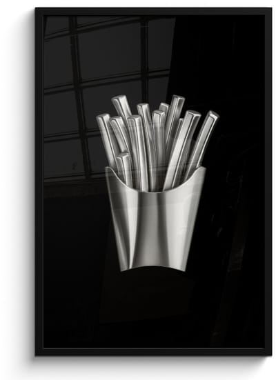 Poster in lijst - Fotolijst 60x90 cm - Posters - Frietjes - Futuristisch - Zilver - Posterlijst zwart - Decoratie - Wanddecoratie woonkamer - Muurdecoratie slaapkamer