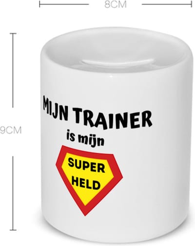 Akyol - mijn trainer is mijn superheld Spaarpot - Trainer - super trainer - sport - verjaardag - cadeautje voor trainer - trainer artikelen - kado - geschenk - 350 ML inhoud
