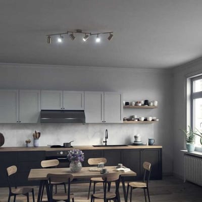 HOFTRONIC – Riga RVS LED plafondlamp 6 spots – kantelbaar en draaibaar – opbouwspots RVS – GU10 - 6000K daglicht wit - Plafondspots - IP20 - woonkamer en gang