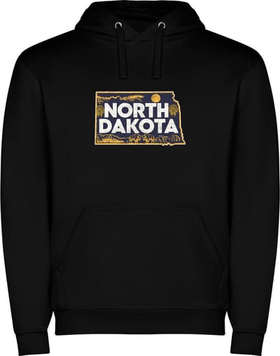 Zwarte Wanna have hoodie voor de echte Amerika liefhebber USA Amerikaanse / Verenigde Staten de staat North Dakota Print Full Color Color merk Roly maat S