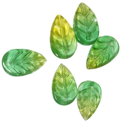 Dailygoods- Glazen Kralen 100 Stuks - Geelgroene Bloemblaadjes Kralen - Sieraden Maken - Knutselkralen - 10 x 13 mm - Hoogwaardige Glas Kralen