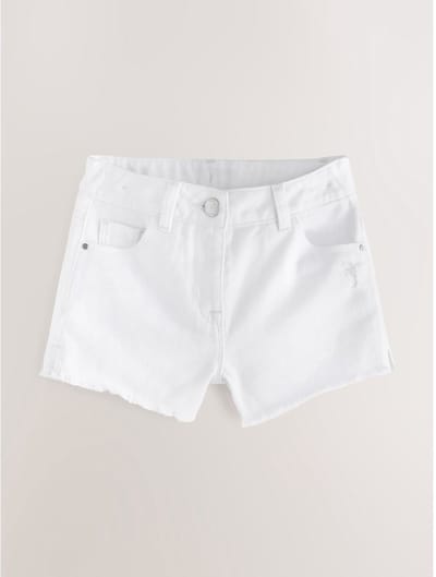 Next - Meisjes - Denim short met gerafelde rand en standaardlengte - Wit