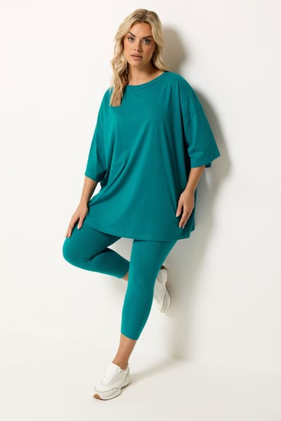Yours Tealblauw Boxy Tshirt Size 42