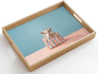 Dienblad hout 50x35 cm - Schootdienblad - Geitje - Tas - Pasteltinten - Strikjes - Borrelplank rechthoek - Plateau dienbladen