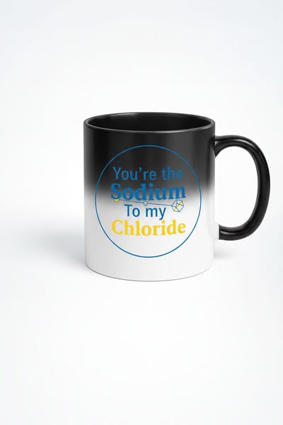 Magische Mok 'You're the Sodium To my Chloride' | Warmtegevoelige Chemie Mok | Scheikunde Liefde Cadeau