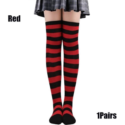 Gekleurde Gestreepte Sokken Japanse Over Knee Sokken Mode Dames Warm Houden Sokken Sexy Slanke Lange Sokken Kousen Jk Cosplay Lolita Y2K One Size black