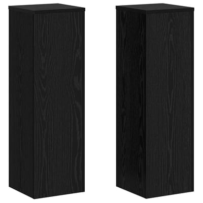 vidaXL - Plantenstand - 2 - st - Zwart - eiken - 25 - x - 25 - x - 80 - cm - Bewerkt - hout