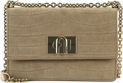 FURLA Leren Schoudertas Avondtas 1927 Mini Crossbody 20 Greige Lichtbruin