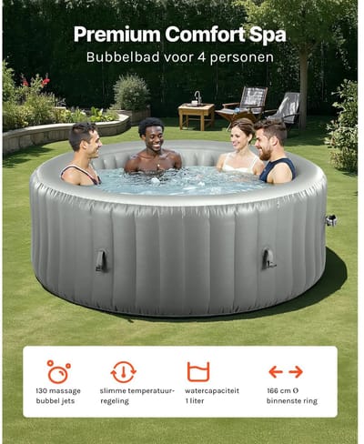 Lilac & Lily Hot Tub - Jacuzzi - Opblaasbaar - Bubbelbad - Verwarmingspomp - Kalmerende Jets - Spa - Binnen en buiten - Met Filter