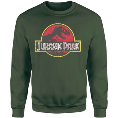 Jurassic Park Logo Vintage Sweatshirt - Green - S