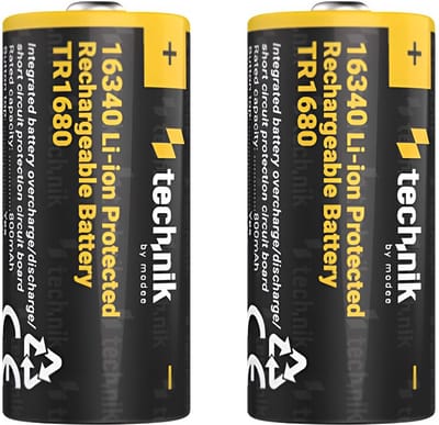Technik Oplaadbare Lithium Batterij - Li-ion - 16340 / RCR123 / TR1680 - 800mAh - 3.7V - 2 stuks