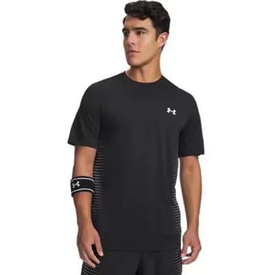 Under Armour UA Tech Play Short Sleeve-BLK Heren Sportshirt - Zwart / Wit
