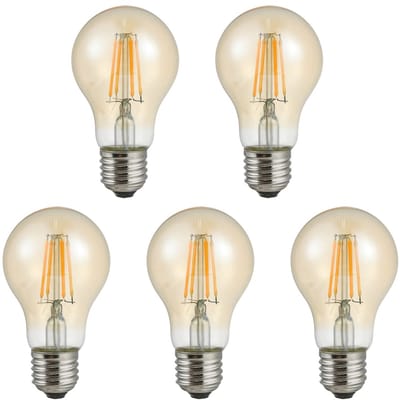SPL E27 LED Lamp 4W met Dag en Nacht Sensor - Goud - Warm Wit - LED Filament - Amber - Vervangt 45W - 5 Stuks