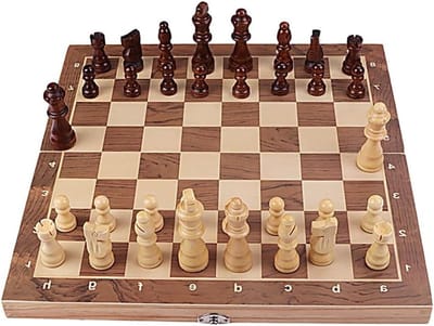 Schaakset Massief Hout - Schaakspel Magnetisch - Strategisch Spel - Met Twee Extra Koninginnen - 29cm - Houtkleur
