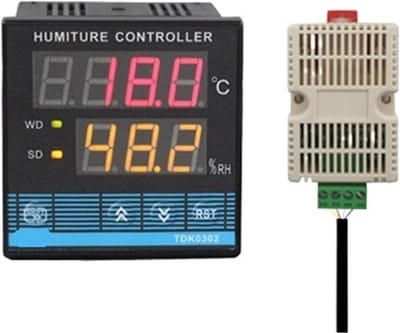 Temperatuur Vochtigheidsregelaar - Digitale Vochtregelaar - Klimaatbeheersing Binnen - Digitaal Display - Type TDK0302 - Donkergrijs