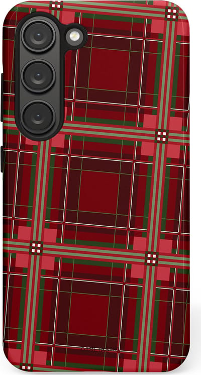 Casetastic Hoesje Geschikt voor Samsung S23 - Stijlvolle Beschermende Duo-layer Case - Schots Ruit Rood - Tartan Royal Stewart Plaid