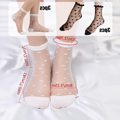 Zes Paar Dames Transparante Rimpel Kousen met Polka Dots - Dunne, Elegante en Modieuze Kousen voor Vrouwen en Meisjes