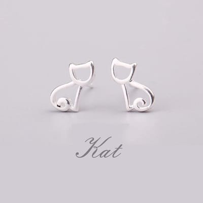 Kat Oorknoppen, Oorknopjes zilveren meisje dames 5mm - 8mm - Zilver 925