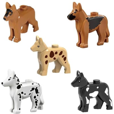 10 pièces Bloc de construction compact Pièce Animal Chien de police Lévrier Dalmatiens Accessoires Scène militaire Fonctionne avec Lego