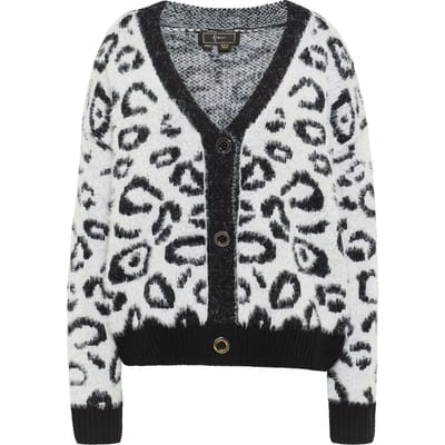 Faina Vest Dames wol wit zwart
