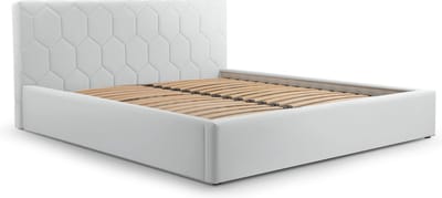 Tweepersoonsbed met fluwelen bekleding, met hoofdeinde, lattenbodem, bed voor volwassenen - BED 02 - 160x200 - Zilver (TRINITY 32)
