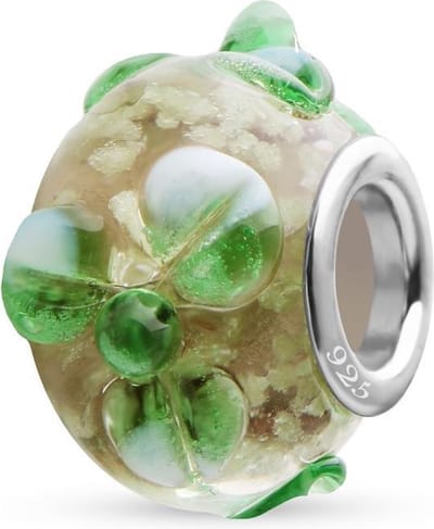 Quiges - 925 - Sterling - zilver - Glazen - Kraal - Bedels - Beads - Glow in the Dark Groen - Past op alle bekende merken - Armband GZ072