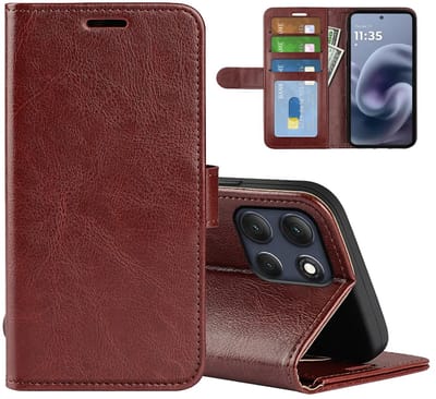 MobyDefend Hoesje - Geschikt voor Motorola Moto G86 Power - Wallet Book Case (Sluiting Achterkant) - Bruin