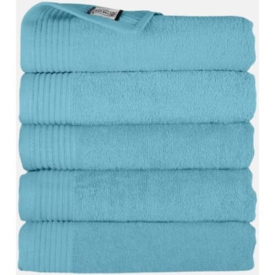 The One Towelling Handdoek - 50x100 cm - 5 stuks - Hotelkwaliteit - 450 g/m² - 100% Gekamd katoen - Petrol