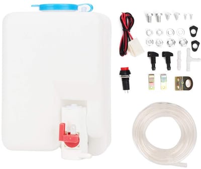 Dailygoods- Ruitensproeierpomp Universele Sproeiset - 12V - 1.8L - Reinigingspomp - Ruitenwisserreservoir - Compact ontwerp - Sproeipomp