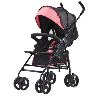 Kinderwagen - Paraplu Buggy Reisbuggy - Lichtgewicht - Compact Opvouwbaar - Verstelbare Rugleuning - Frame Van Koolstofstaal - Grote Opbergmand - Zwart/Roze