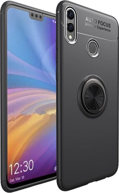 Luxe Extreem Stevige Armor Hoesje voor Huawei P Smart 2019 - Shockproof Case - Cover Zwart - Magneet - Magnetisch voor autohouder - met Kickstand - Auto Focus