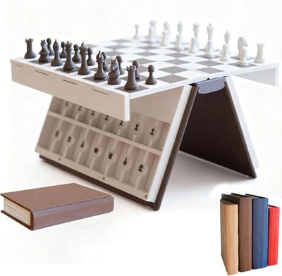 Magnetisch Schaakspel - Opvouwbaar Schaakboek - Reis Gameset - 3D Geprint Ontwerp - 18 x 13 x 0.1 cm