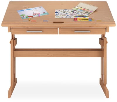 Kinderbureau OLIVIA van grenenhout met lades in beukenkleur
