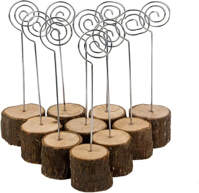10x Houten Kaarthouders met Draadvorm voor Tafelnummers en Plaatskaarten