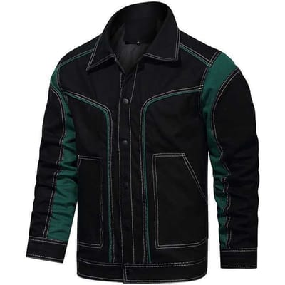 Veste homme printemps-automne en coton lavé, coupe ample, grande taille, coloris assortis. 3XL noir