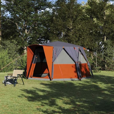 vidaXL - Cabine - Tent - 6-Persoon - Grijs - en - Oranje - 425 - x - 396 - x - 222 - cm