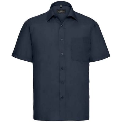 Russell Collection Heren Poplin Easy-Care Formeel Overhemd met Korte Mouwen (Franse marine)