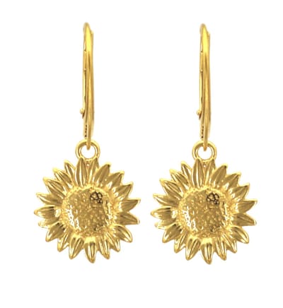 ARLIZI 2320 Oorbellen zonnebloem oorhangers - verguld - 33 mm