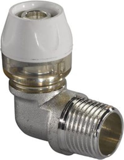Uponor RTM Overgangsknie 90° Bocht 20 mm x 1/2" Buitendraad – Haakse Steekkoppeling Zonder Perstang