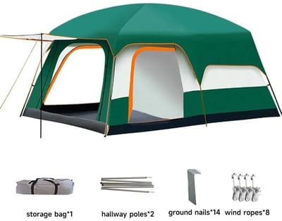 UFTA Campingtent 4-6 Personen - 2-Kamer Slaapkamer en Woonkamer - Waterdicht & UV bescherming - Grote Luifel 185cm - Groen