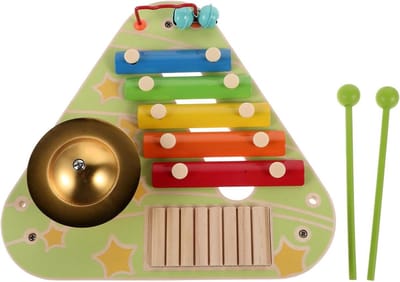 Houten Muziekspeelgoed - 4-in-1 instrument - Vroege Muzikale Ontwikkeling - Zachte Geluiden - 26.6 cm - Groen