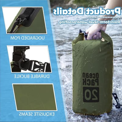 Waterdichte tas in saliegroen, 30 liter - Ideaal voor outdoor, reizen en sportactiviteiten
